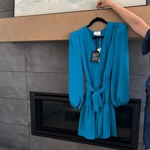 Elegant Blue Long Sleeve Dress